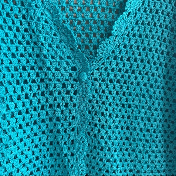Vintage Norm Thompson Linen Blend Crochet Cardigan - Picture 3 of 6
